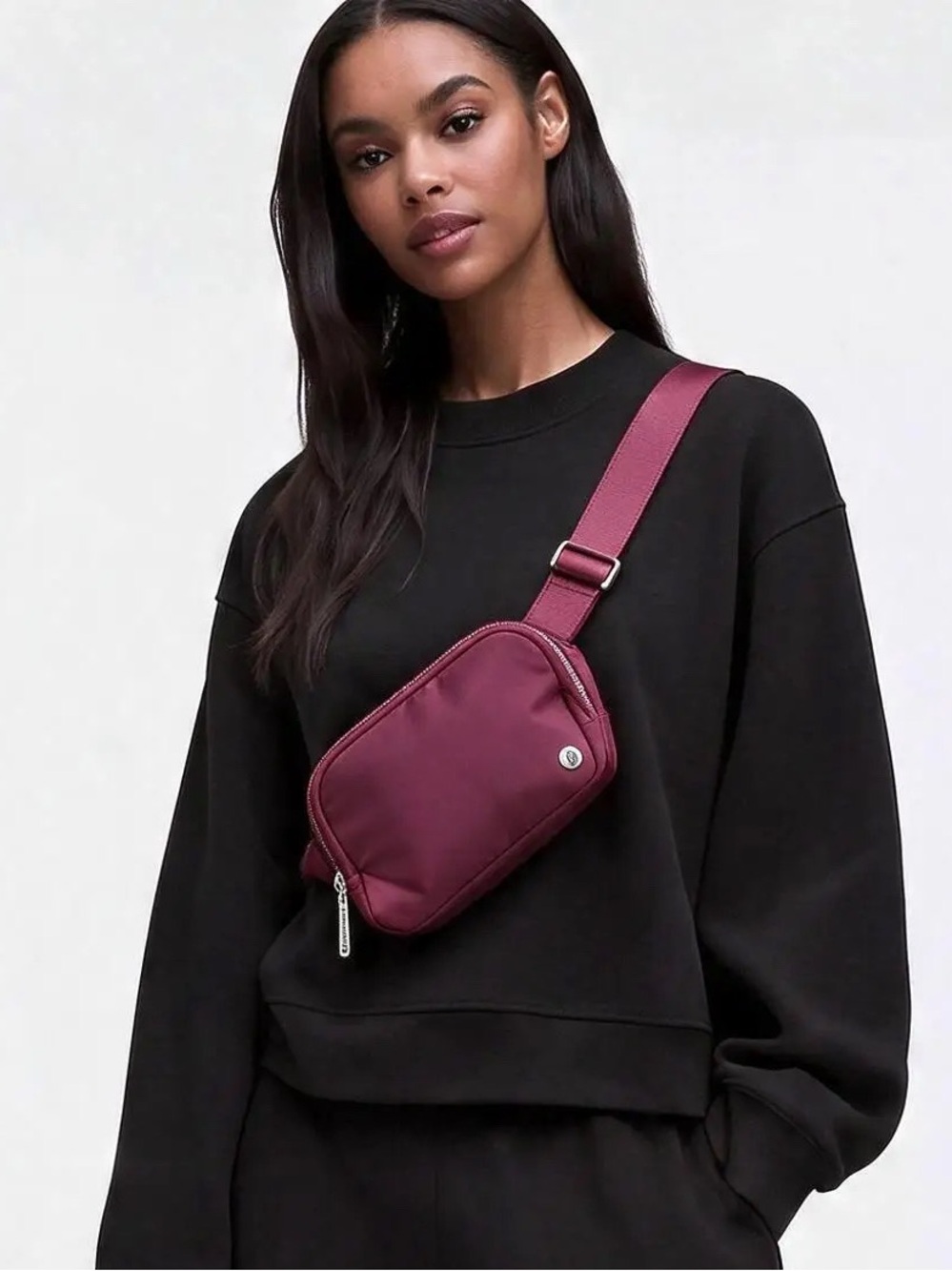 CLINIQUE Burgundy Belt Bag + 3-Pc Skincare Set